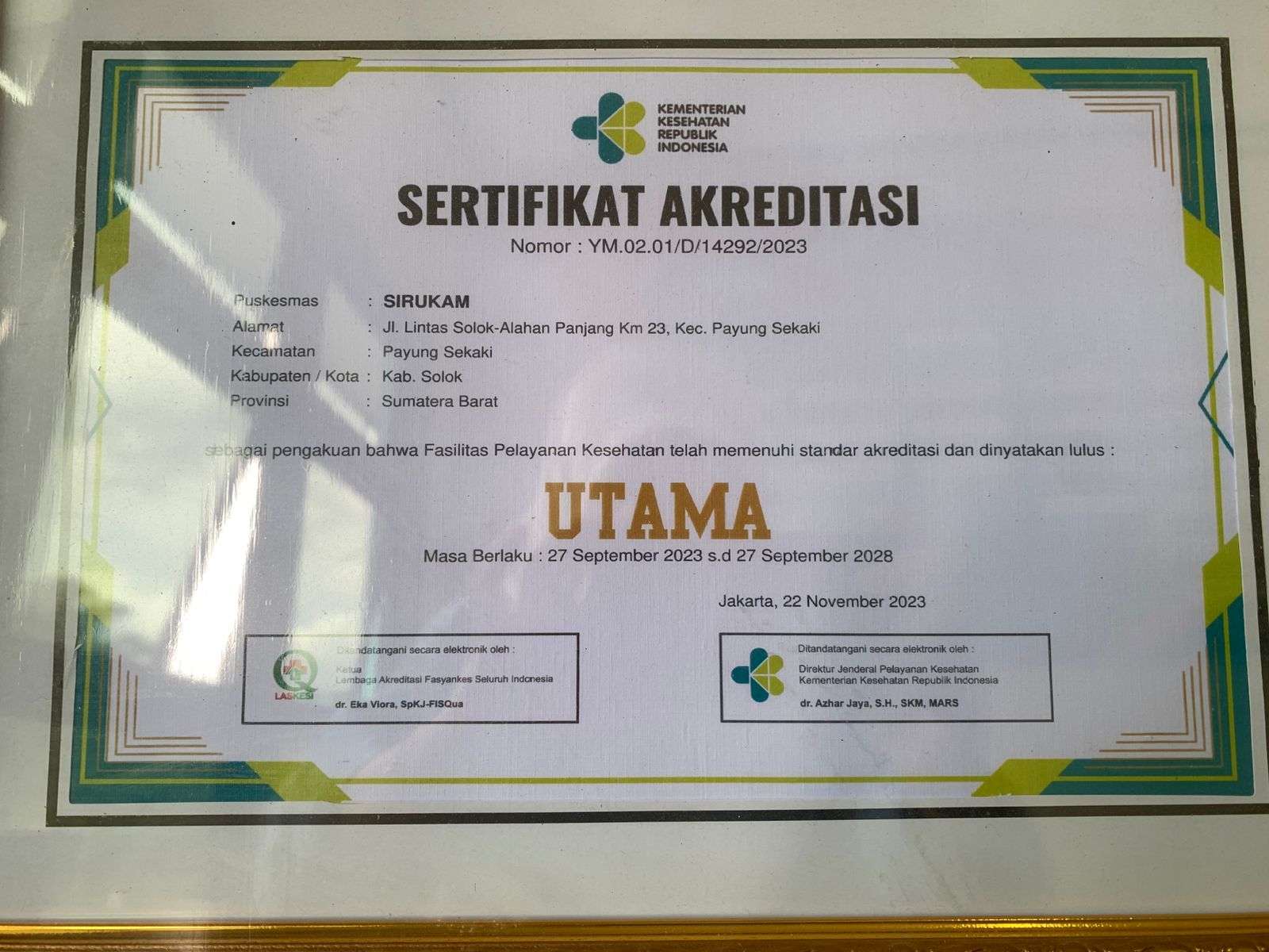 SERTIFIKAT AKREDITASI